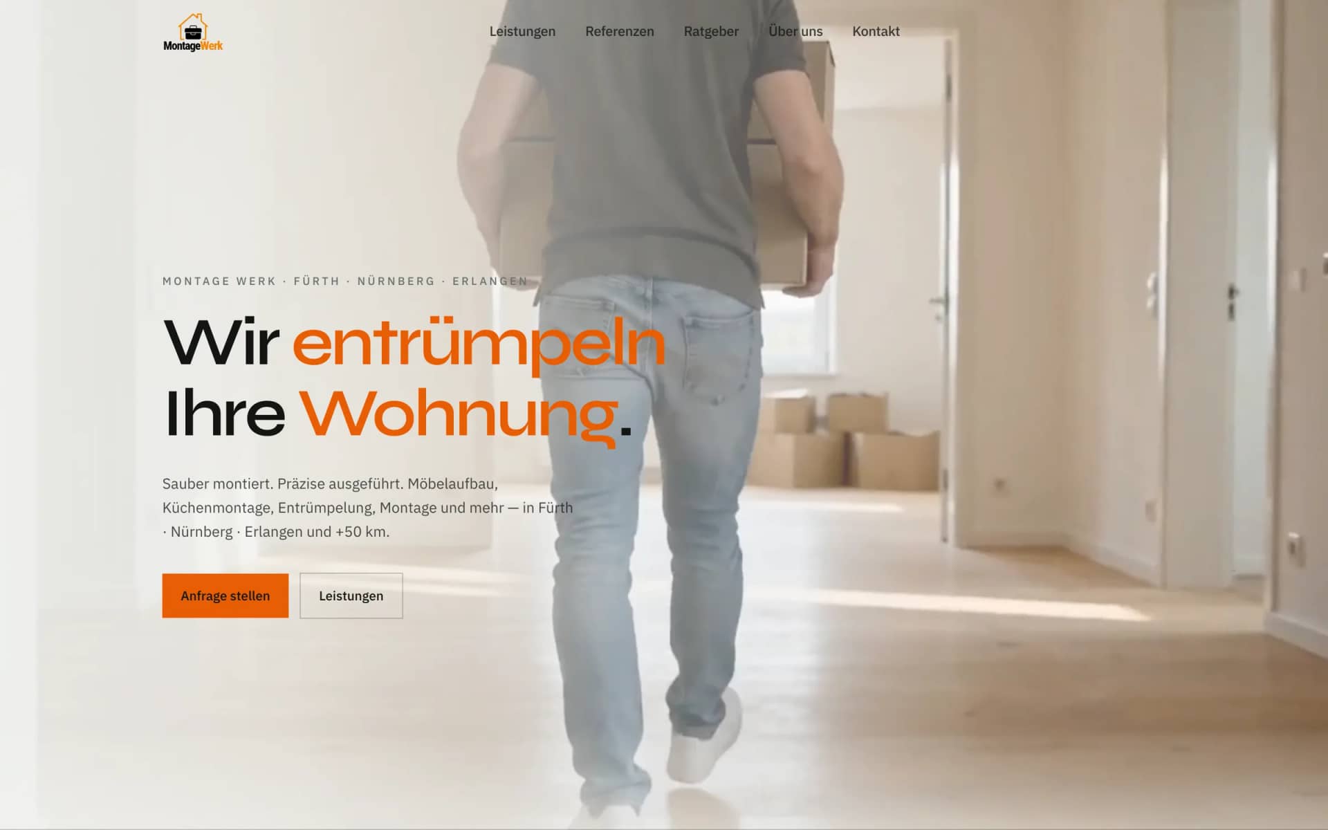 Startseite der Website von Montagewerk Fürth