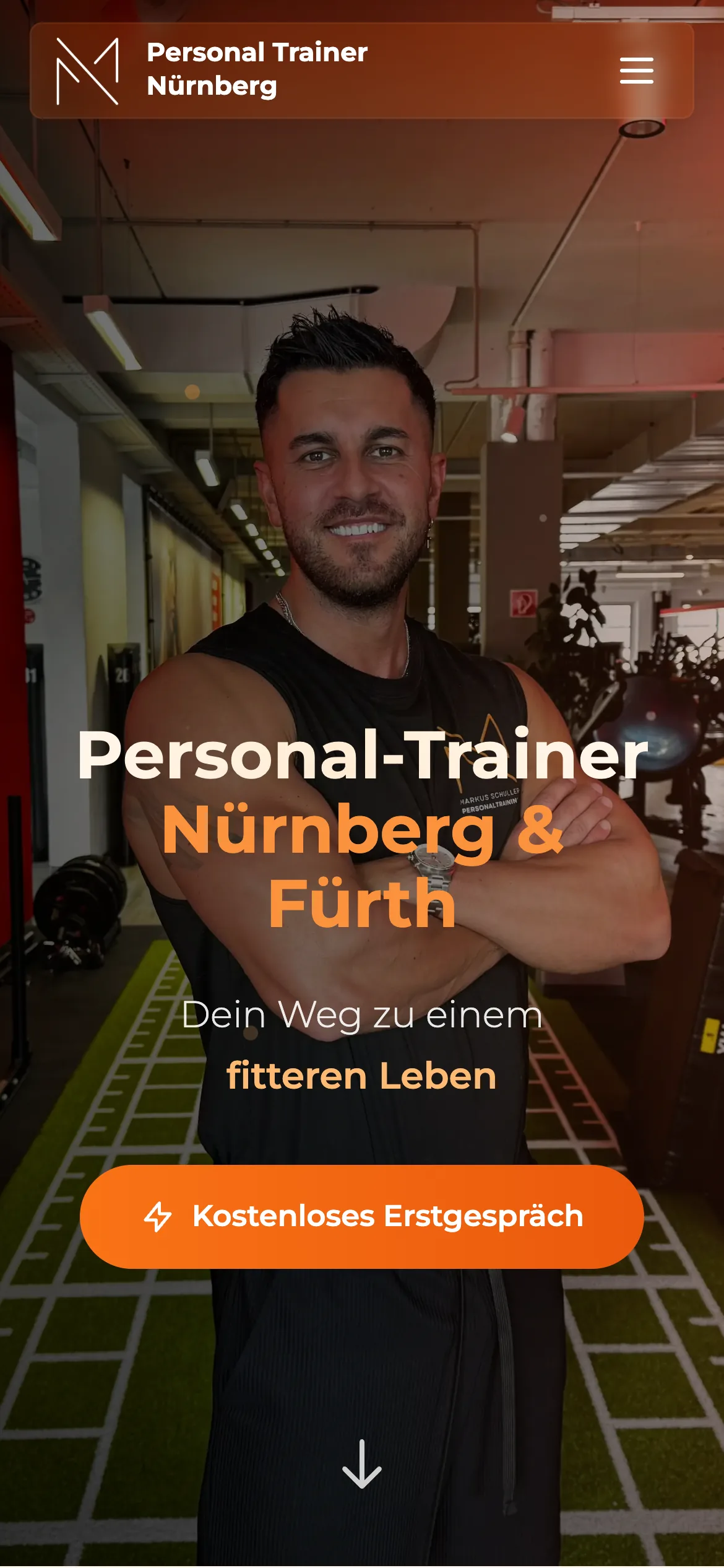 Website von Personal Trainer Nürnberg auf dem Smartphone