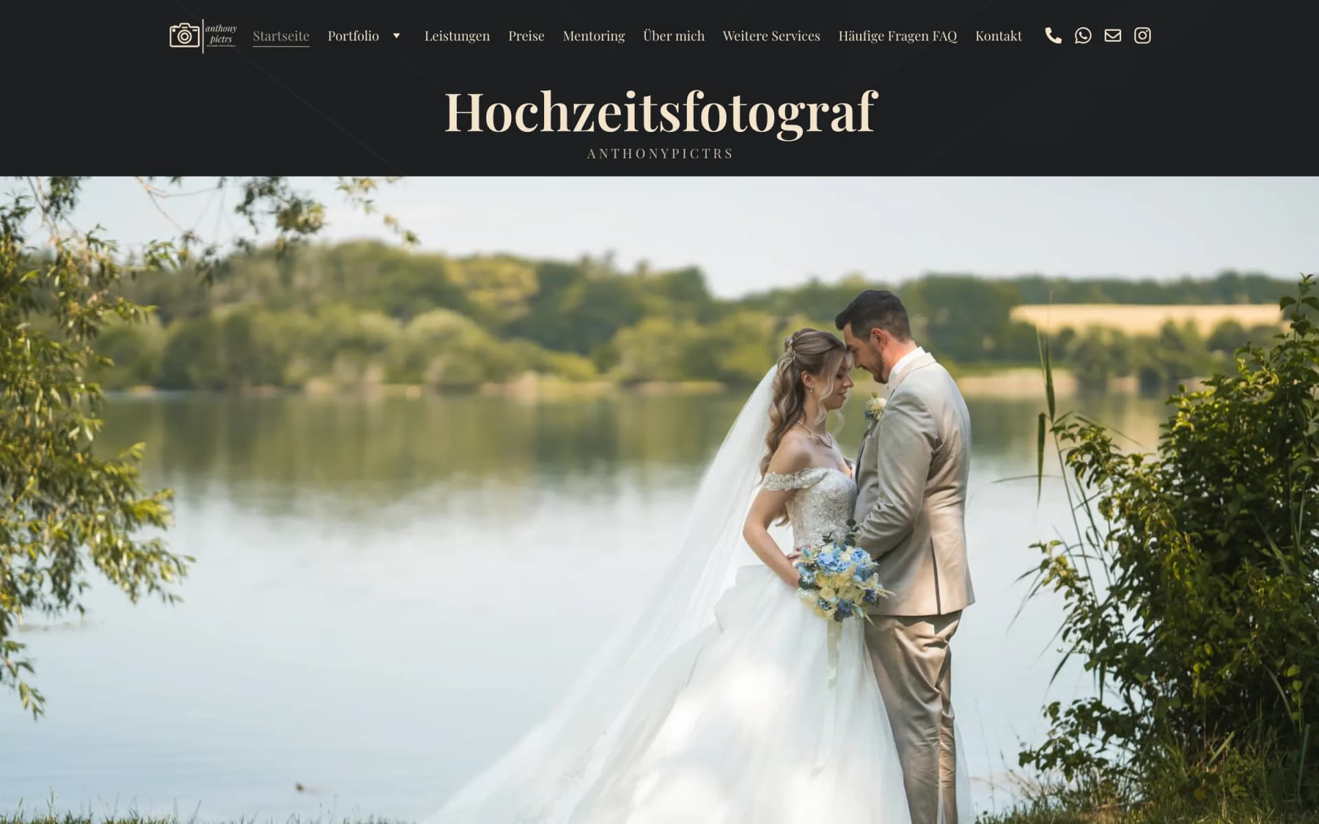 Alte Website von Anthony Pictrs, erstellt mit einem Baukasten