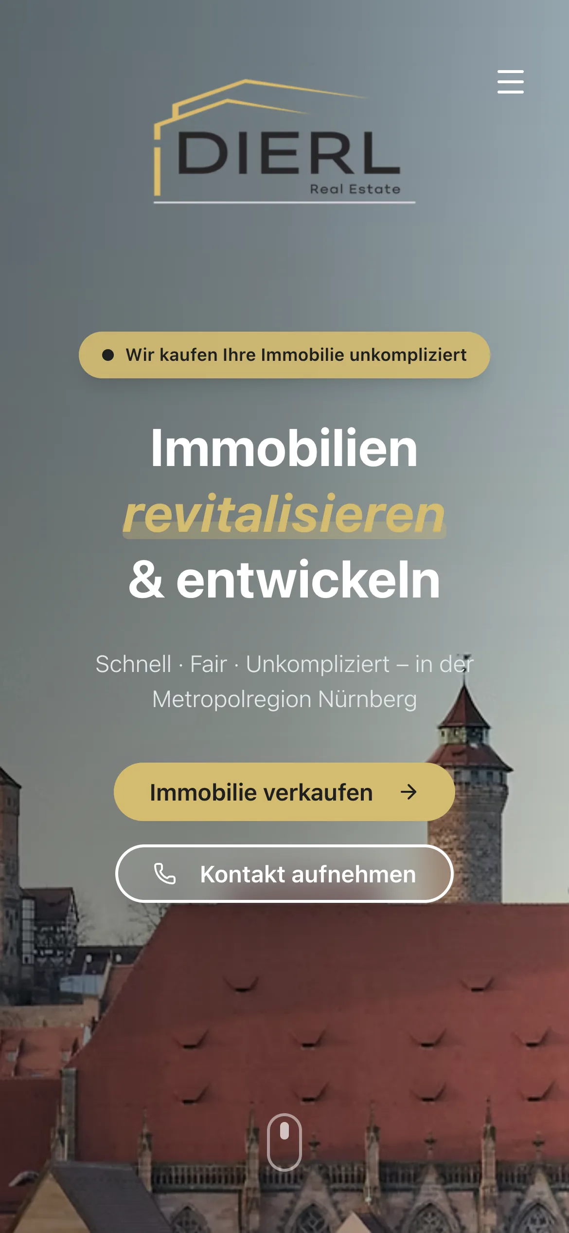Website von Dierl Real Estate auf dem Smartphone
