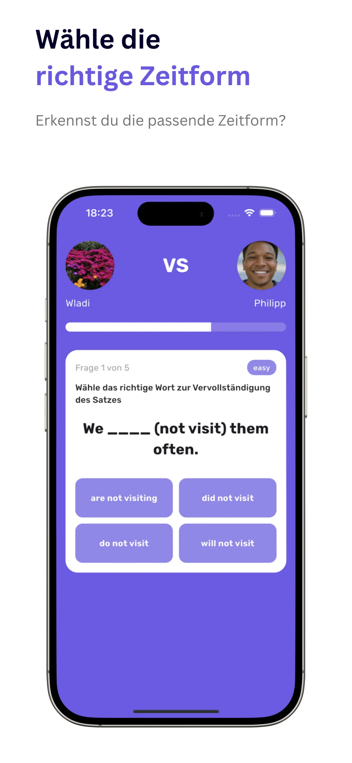 Englisch Wars App: Die richtige Zeitform wählen