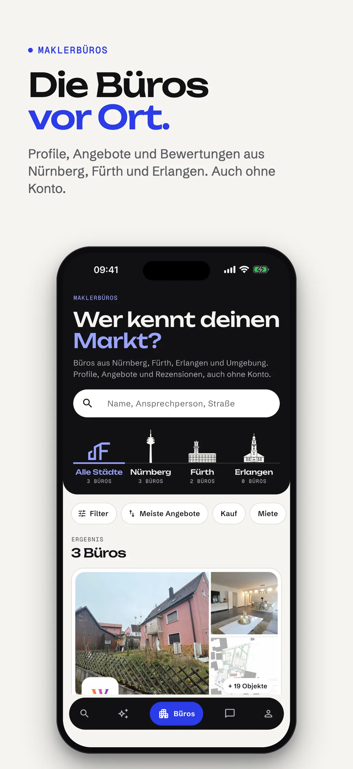 Frankenquartier App: Verzeichnis der Maklerbüros aus der Region