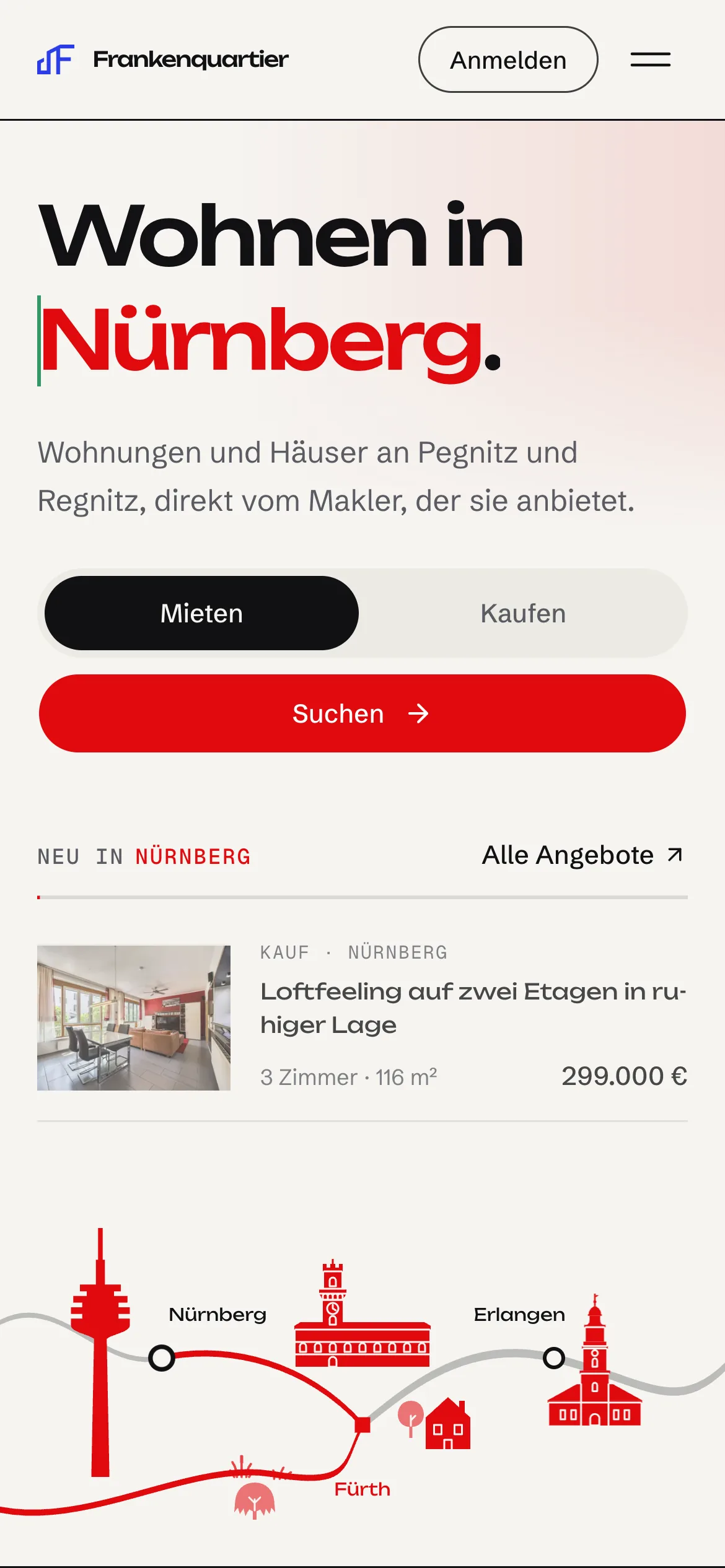 Frankenquartier auf dem Smartphone