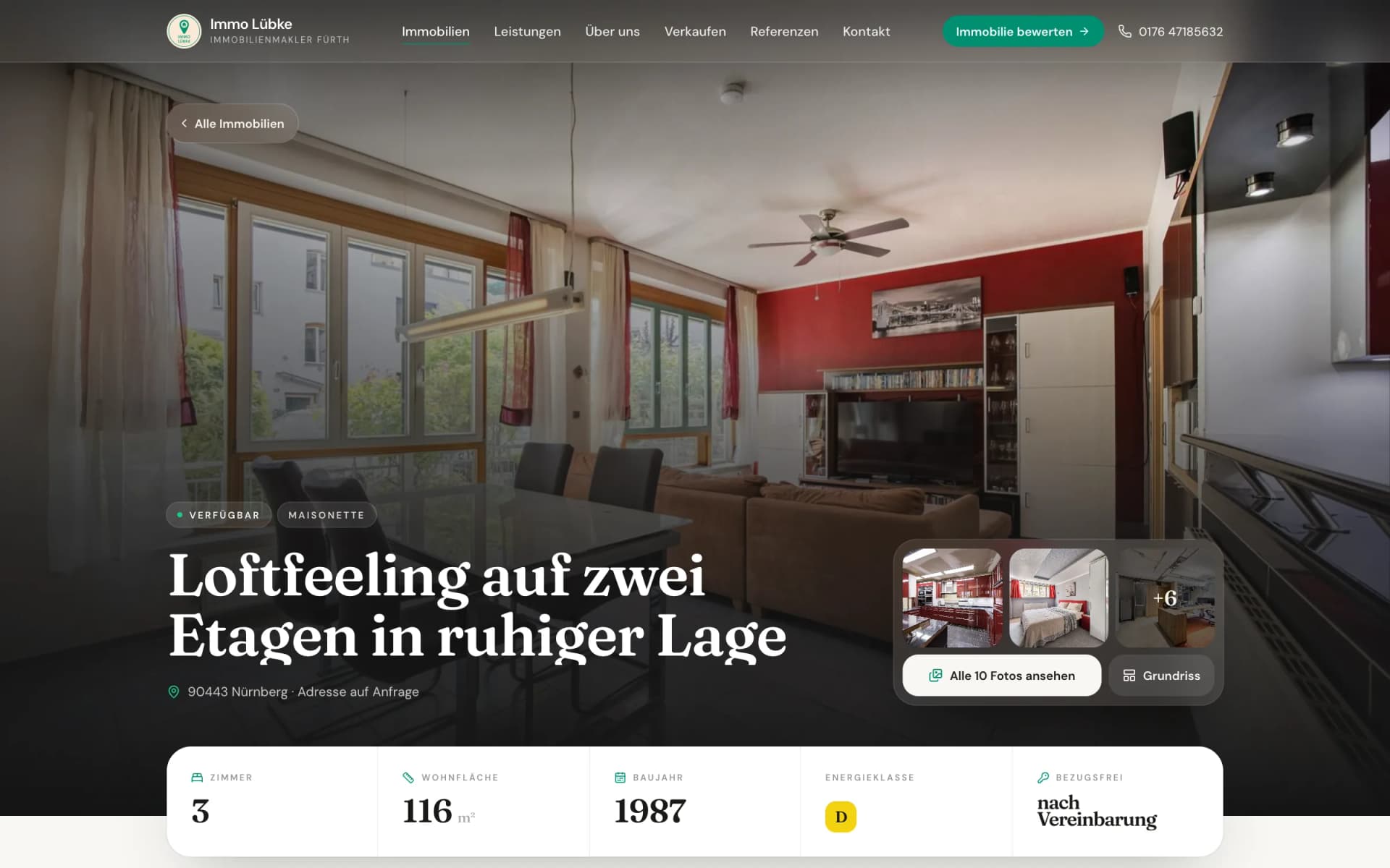 Exposé einer Immobilie auf der Website von Immo Lübke