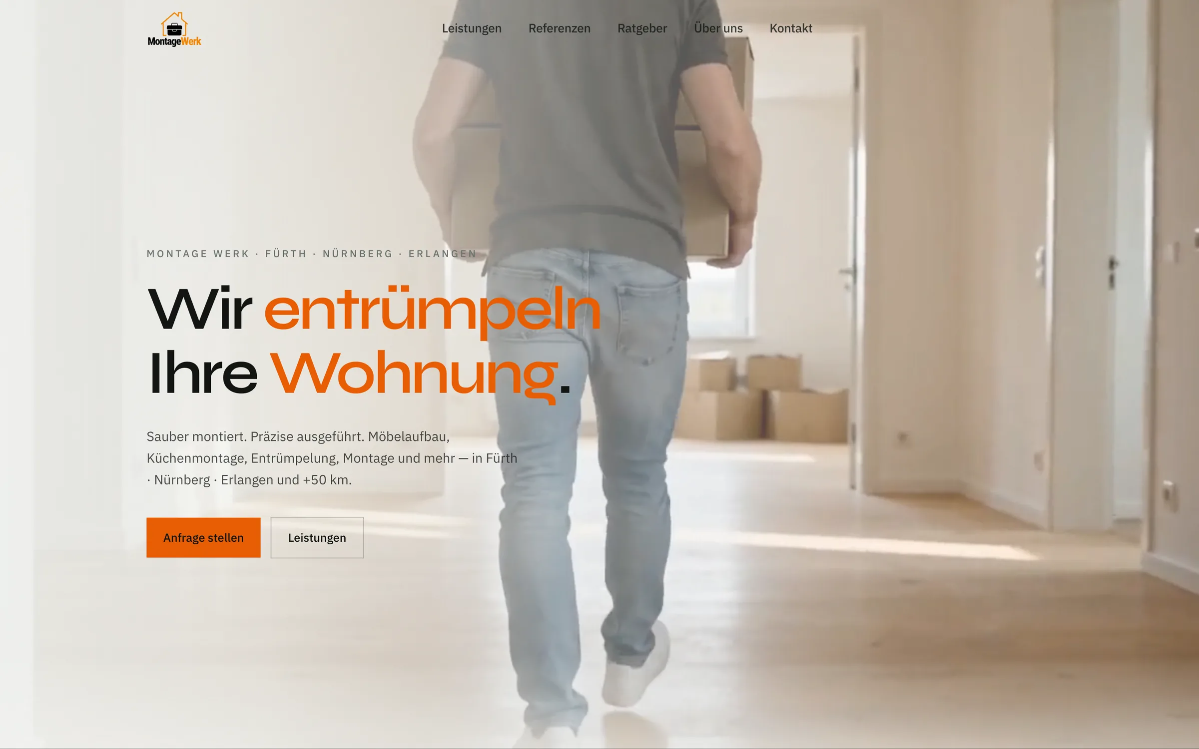 Startseite der Website von Montagewerk Fürth