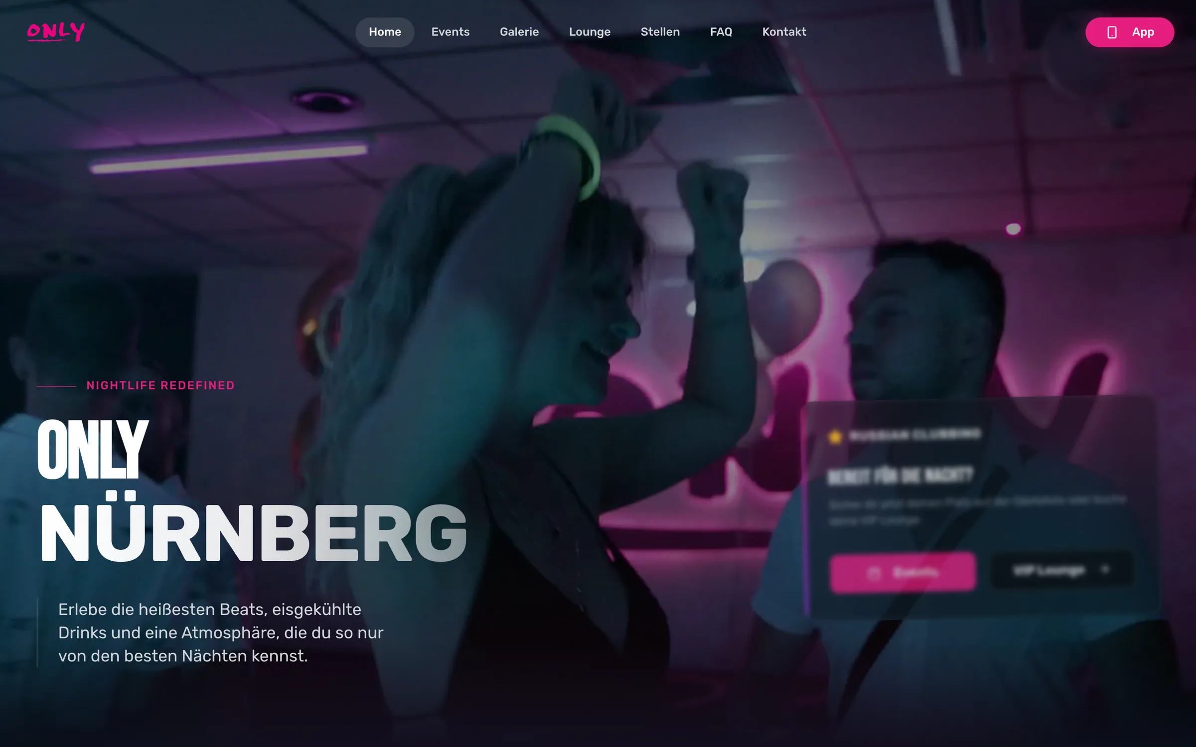Startseite der Website von Only Nürnberg