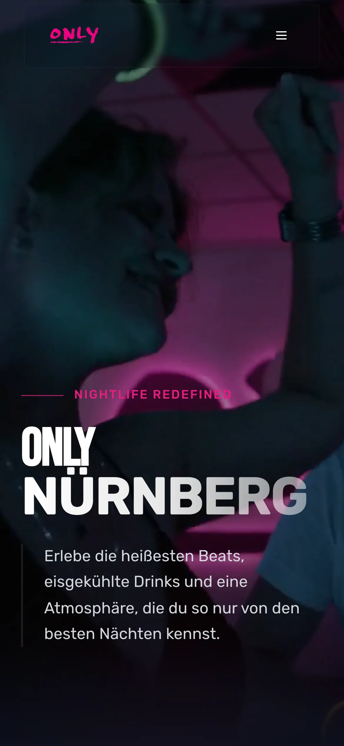 Website von Only Nürnberg auf dem Smartphone