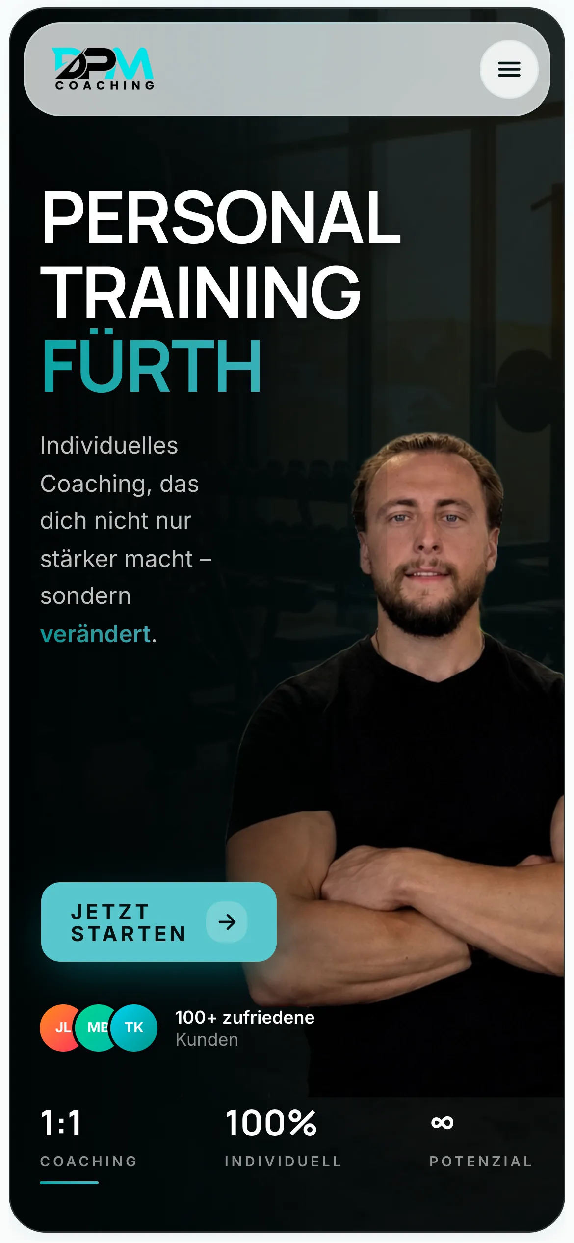 Website von Personal Trainer Fürth auf dem Smartphone