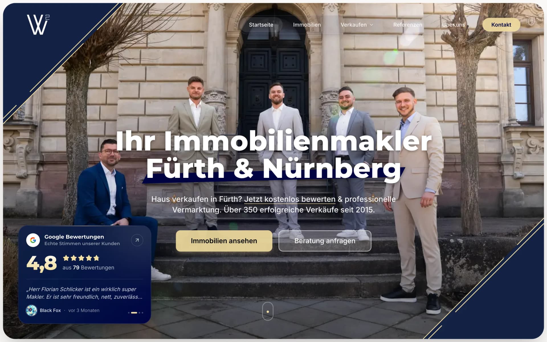Website von W² Immobilien aus Fürth