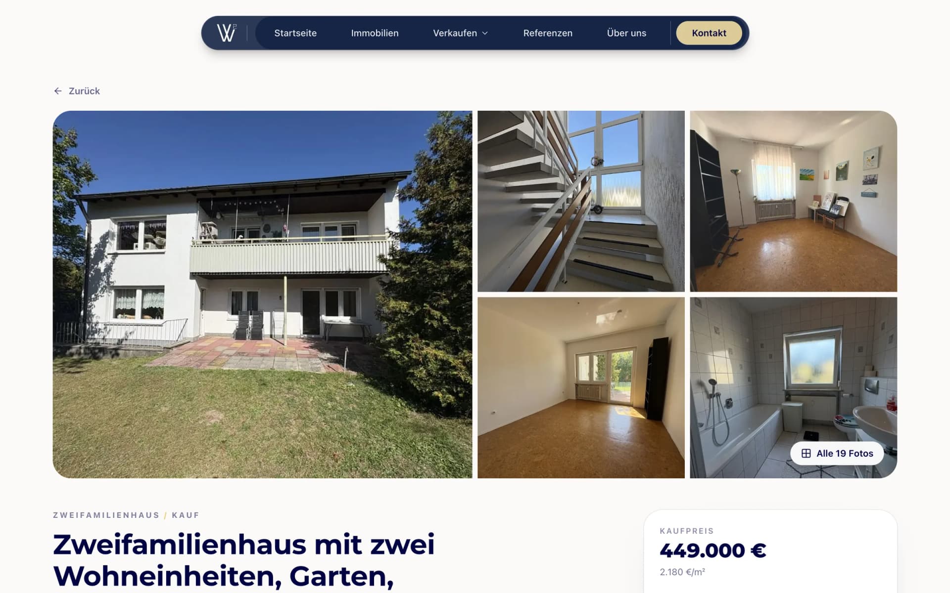 Exposé einer Immobilie auf der Website von W² Immobilien