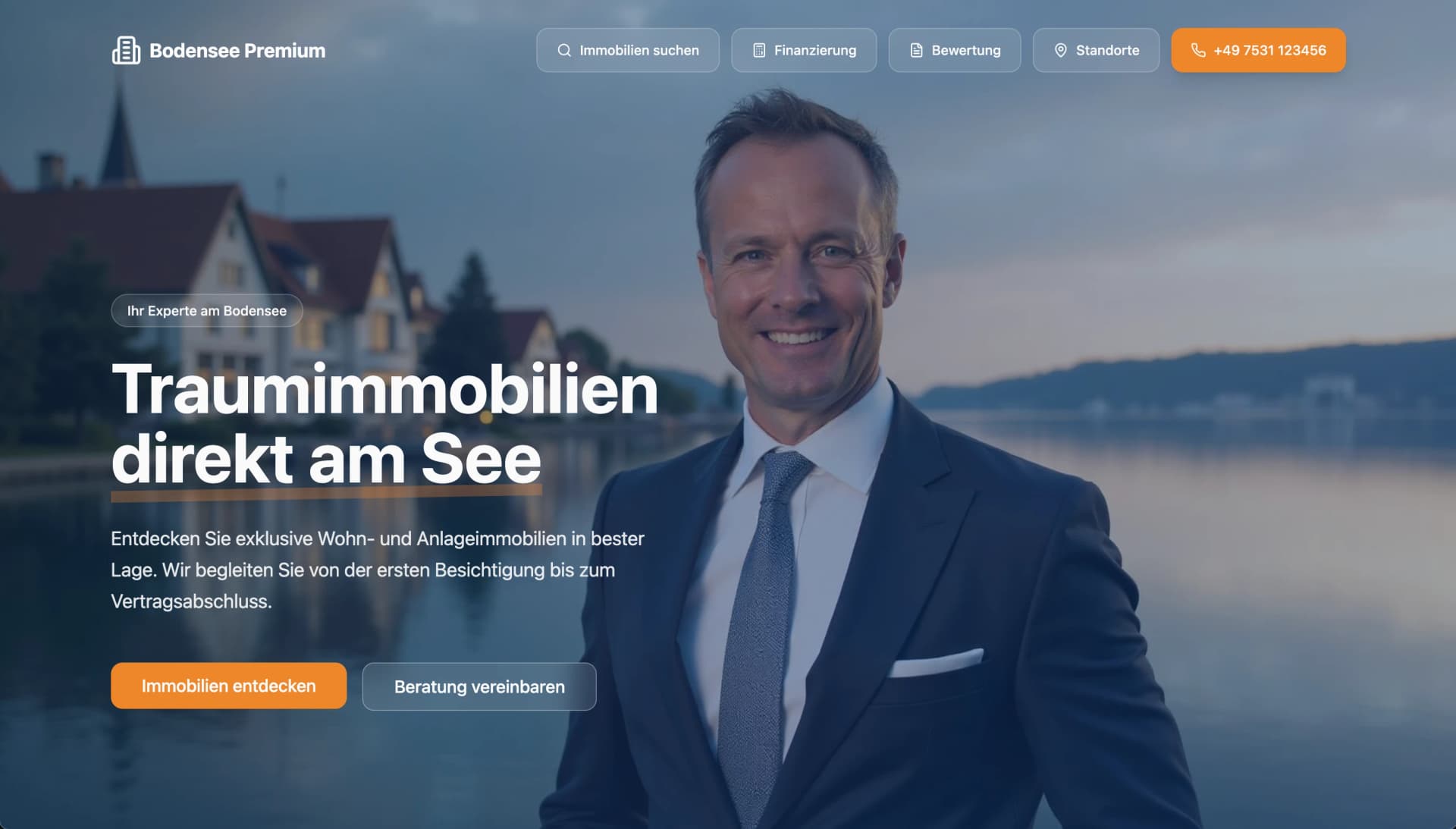 Immobilienmakler-Webseite für die Bodenseeregion – responsives Design