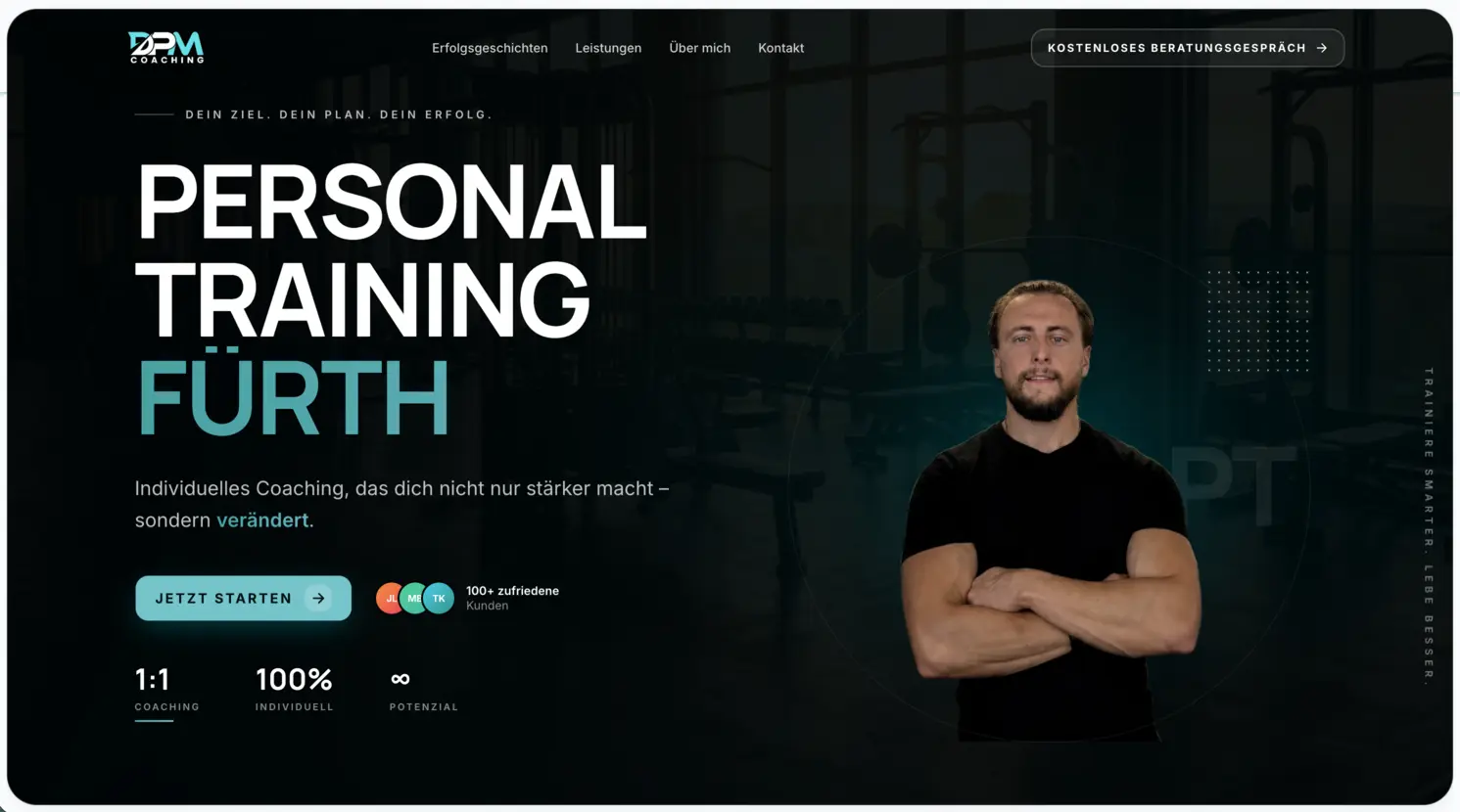Website für einen Personal Trainer in Fürth – Webdesign Referenz von Walbostudios