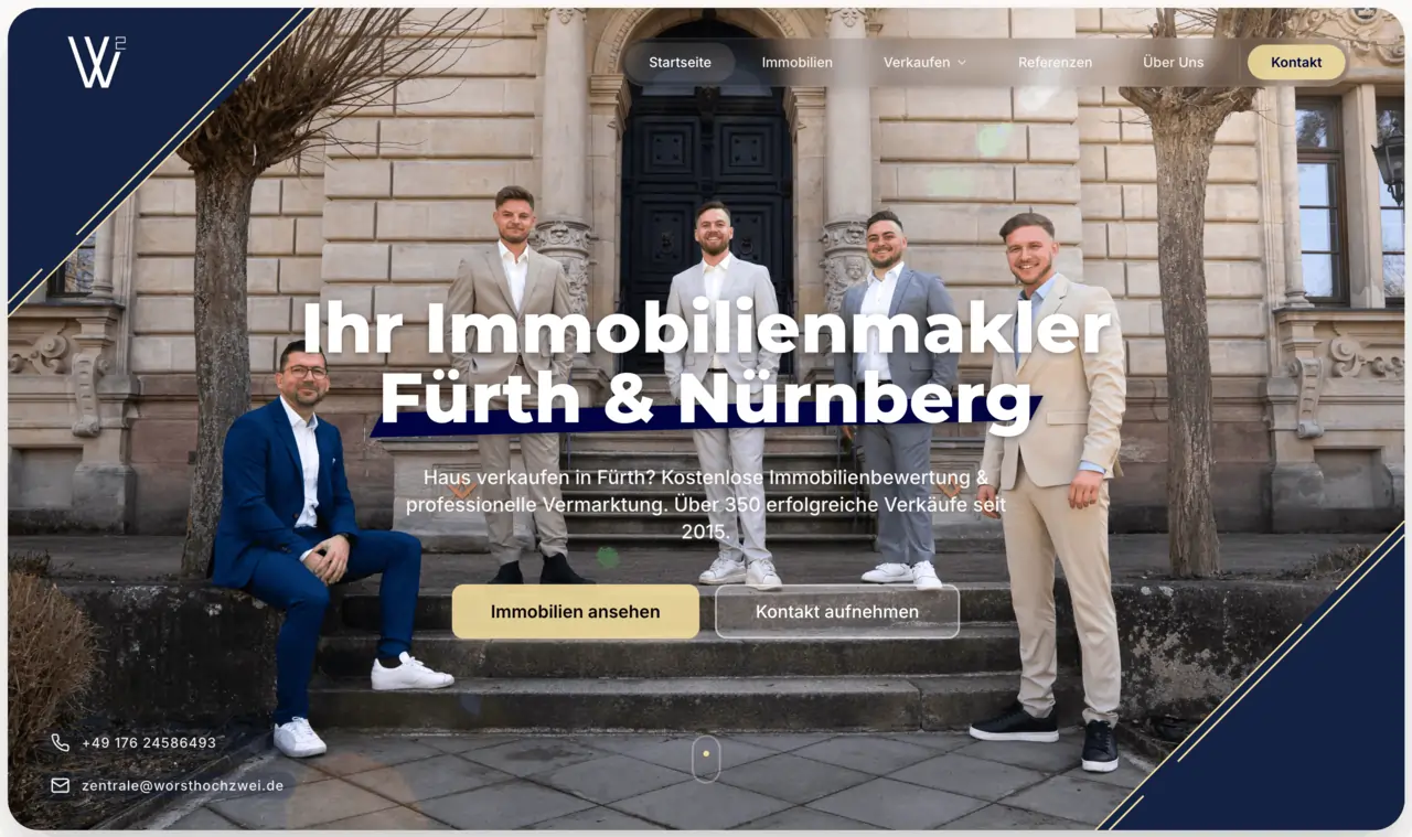 Website für Worsthochzwei Immobilien aus Fürth – Referenz von Walbostudios